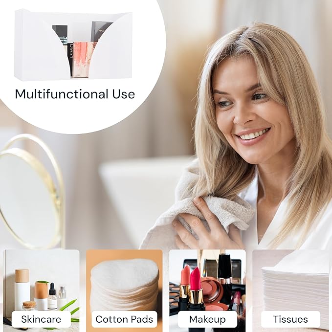 Paper Towel Holder Countertop - 10.75" x 6.5" x 4" White Acrylic - Multifold Hand Towel Dispenser & Napkin Organizer for C-Fold, Z-Fold & Trifold Napkins