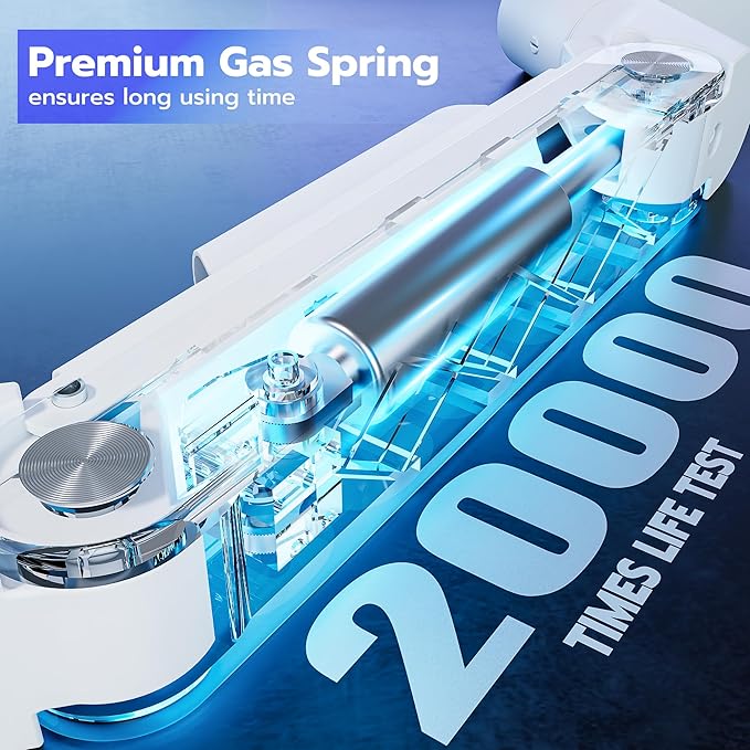 ARES WING Heavy-Duty Monitor Mount for 17-49 inches Ultrawide Curved Flat Monitors, Holds 44lbs, with Extended Column for Desk, Adjustable Gas Spring, White