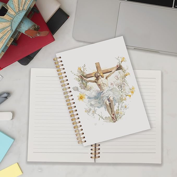 Qabliqo Christian Jesus Spiral Notebooks, Resurrection of Jesus Journals for Writing, Religious Christian Journal for Women Men, Faith Based Gifts Notebook for Note Taking, 5.5x8.3 Inch