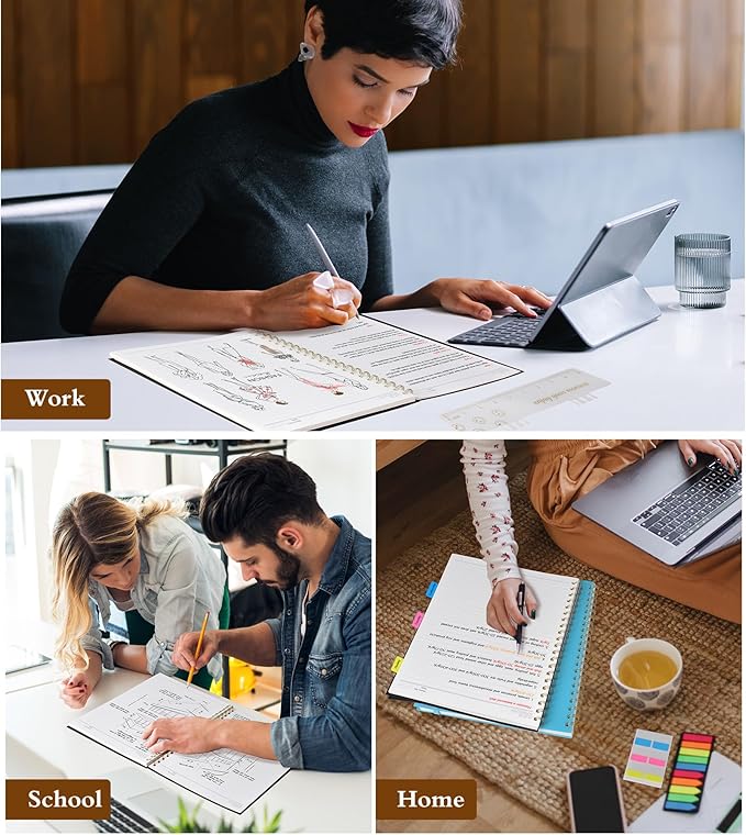 Spiral Notebook Journal 8.5” x 11”, A4 Large Notebooks for Women Men, College Ruled Lined Journal, 100 GSM Paper, Plastic Hardcover Spiral Bound Journals for Work School Note Taking Business, Black