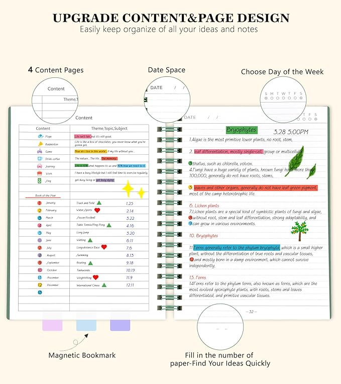 Spiral Notebook Journal,360 Pages College Ruled Notebook, Lined Thick Journals for Women Men,A5 Thick Spiral Journal for Writing,100GSM Paper, Spiral Notebooks for Work School 5.5"x8.5" Green