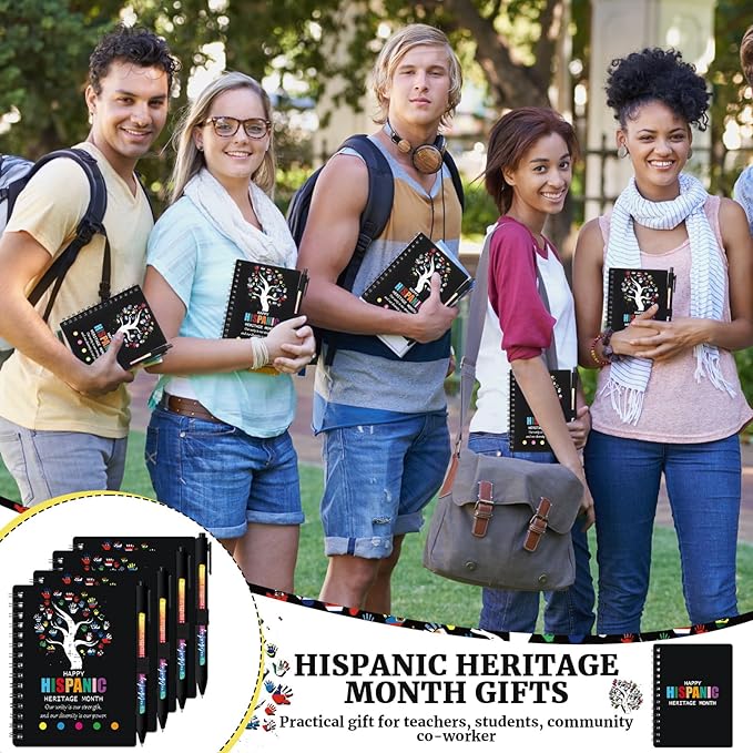 20 Sets Hispanic Heritage Month Gift Hispanic Notebooks with Ballpoint Pens and Sticky Notepad Index Tabs Latin American Spanish Journals Pens Gift for Classroom Teacher Rewards Supplies