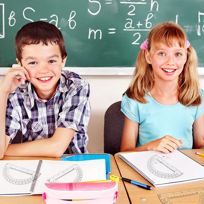 Zonon 3 Pieces Plastic Protractors Bulk Classroom Clear Math Protractors 180 Degrees 6 Inch for Geometry Student, Angle Measurement, Students Back to School Supplies Office Supplies