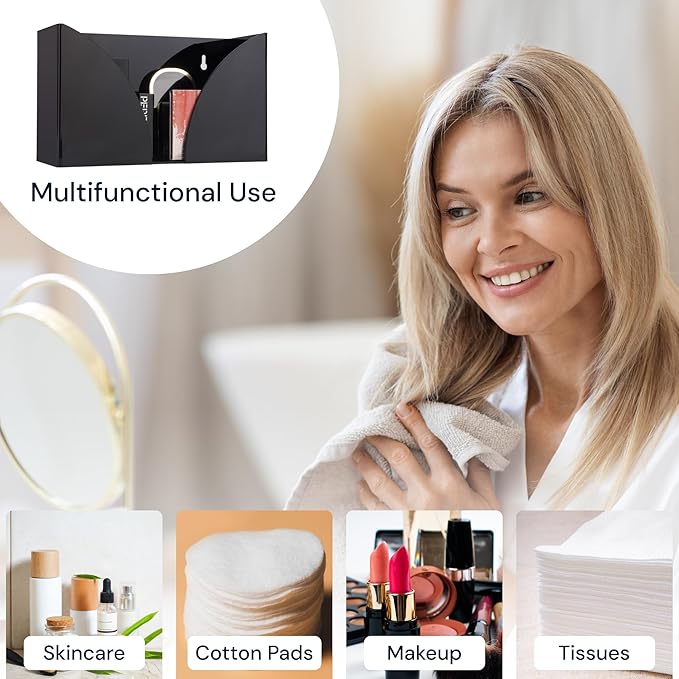 Countertop Paper Towel Holder for Wall Mount, 2 Pack - Acrylic Paper Towel Dispenser & Napkin Holder for Bathroom - Kitchen Accessories