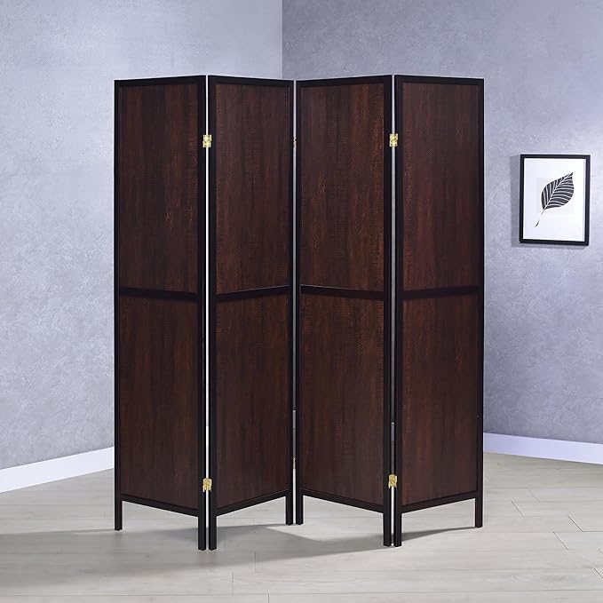 NicBex Room Divider 4 Panel Room Dividers with Sleek Legs Partition Room Dividers and Folding Privacy Screens Wall Divider for Home, Office, Room Separation,69.5"W x 0.75"D x 70.25"H, Rustic Tobacco