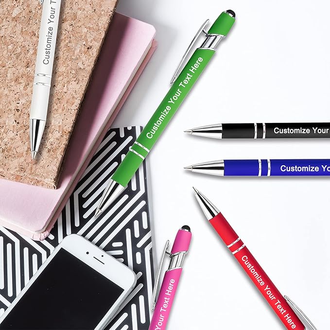 Max 500 Pcs Personalized Pens Bulk, Custom Pens with Free Engraving, Customized Stylus Tip Ballpoint Pen with Your Name Massage Text for School Office Business Graduation Anniversaries-200 Packs