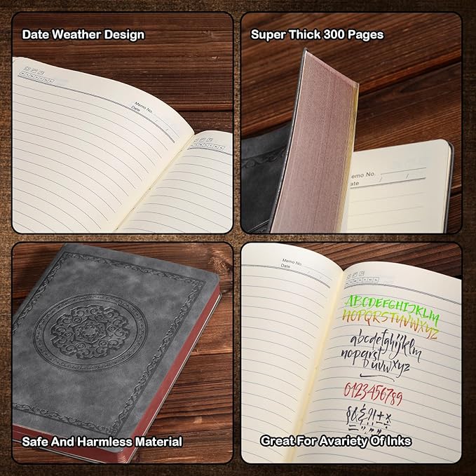 2025 Leather Vintage Journal Notebook,300 Pages,Leather Softcover Lined Journal Notebooks for Women Men,Notebook Journals for Writing Travel,Business,Office,7.1'' X 9.8''