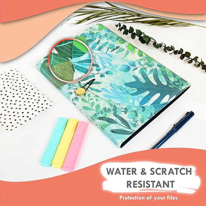 CNK File Folders Organizer with 13 Pockets Accordion Expanding Folder Documents Receipt Document Paper Pocket Filing Accordian Important expandable holder files alphabetical Labels Letter