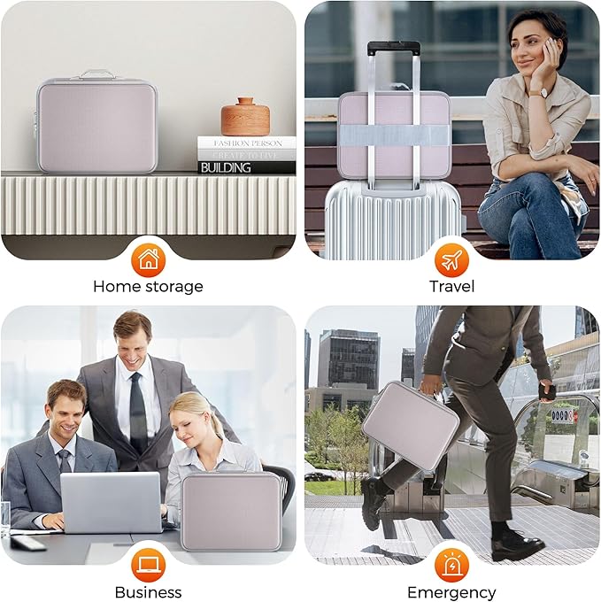 Nacial 5200℉ Fireproof Document Box with Lock, Expandable Document Organizer, Heat Insulated Fireproof Waterproof Box for File Storage, ﻿Portable Sturdy Handle for Important Documents Home Travel