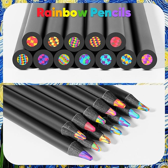 24 Pack Rainbow Pencils, Cute School Supplies, Gifts for Teen Gifts Trendy Stuff, Art Supplies for Adults, Birthday Party Favors, Art Supplies for Kids