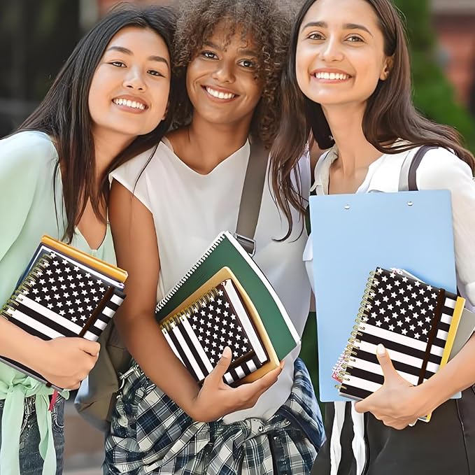 Spiral Journal Notebook, A5 Cute Notebooks for Women Men, College Ruled Hardcover Notebook for Work & Note Taking, 60 Pages Double-Wire Journals for Writing, American Flag