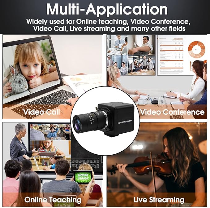 SVPRO 1080P Webcam with Zoom Lens, 5-50mm 10X Optical Zoom,Manual Focus,H.264, Low Light PC Camera with IMX323 Sensor USB Comptuer Camera for Streaming,Video Conference,Studio Recording