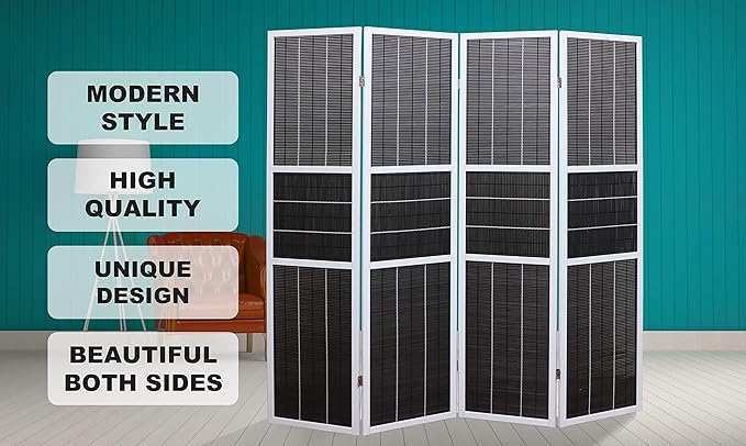 4 Panel 6ft Tall Modern Style Standing Wall Partition Room Divider Panel Indoor Separation, Folding Privacy Screens, Living Room, Partition & Space Divider, Freestanding Inexpensive