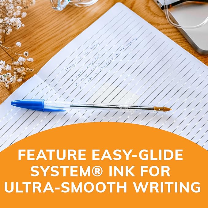 BIC Cristal Xtra Smooth Blue Ballpoint Pens, Medium Point (1.0mm), 12-Count Pack, Extra Smooth and Reliable Ballpoint Pens