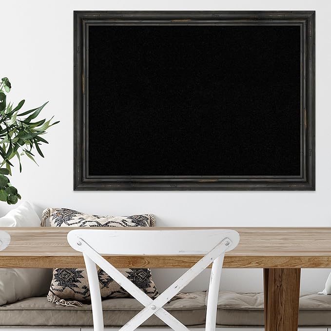 Amanti Art Black Cork Board for Wall, 23x31 Vision Board with Black Wood Frame, Medium Corkboard Office Decor for Home Organization, Country Rustic Corkboard Pinboard to Display Items for Home