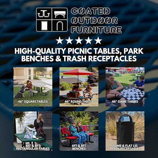 RFT-DBL Heavy Duty 32 Gallon Round Trash Receptacle, Liner Included, Dark Blue with Flat Top, Made in America