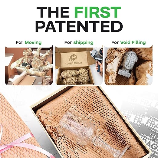 IDL Packaging 15.25" x 300' Refill Roll (Pack of 4) for MP-300N HexcelWrap Honeycomb Packing Paper Station, Brown - Natural Kraft Paper with Interlocking Slit Design for Shipping and Moving