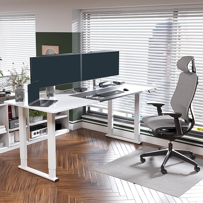 SANODESK 4-Leg Standing Desk, Electric Height Adjustable Desk with Memory Presets for Home Office, Stand up Desk Computer Workstation, 78x32 Inches White