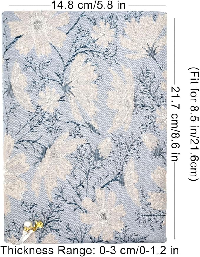 BLBMH Book Covers for Paperbacks Fit for 5.5x8.5 inch Adjustable BookCover for Women Soft Cloth Protector for Notebook Journal Book Lovers Gifts - Daisy 8.5in