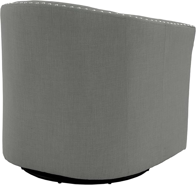 UIXE 360° Swivel Barrel Accent Chair Set of 2, Modern Upholstered Arm Chair Round Club Armchair, Nailhead Trim Single Sofa Seating in Fabric for Living Room - Light Gray