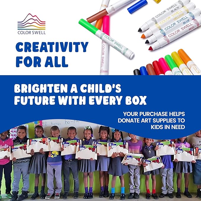 Color Swell Washable Markers 6 Boxes of 8 Vibrant Colors Perfect for Kids, Teachers, Adults, Parties, and Families…