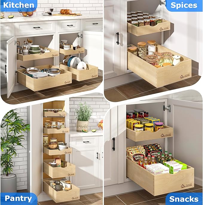 WelFurGeer Soft Close Pull Out Drawers for Cabinets, 29" W x 22" D Pull Out Cabinet Drawer with Heavy Duty Slides, Pull Out Cabinet Organizer, Cabinet Drawers Slide Out, Pull-Out Home Organizers
