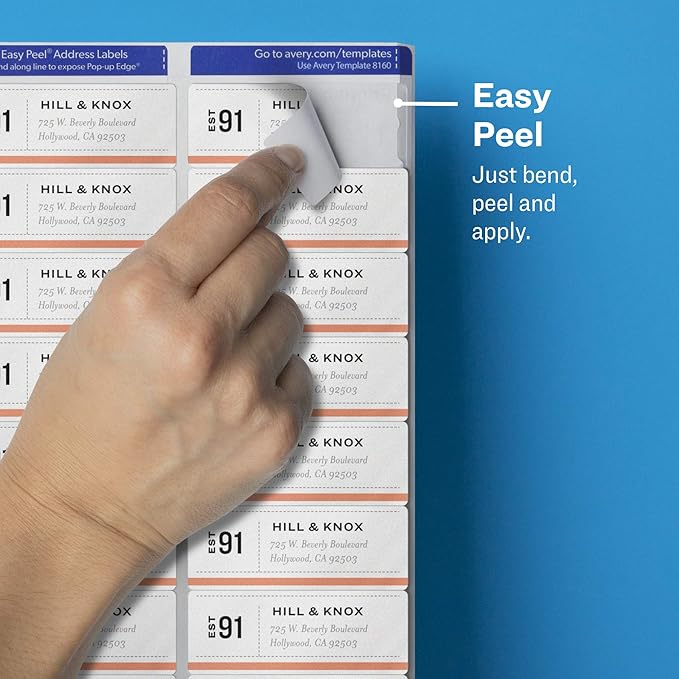 Avery Matte Clear Address Labels, Sure Feed Technology, Inkjet, 1" x 2-5/8", 750 Labels, 5 Packs (8660)