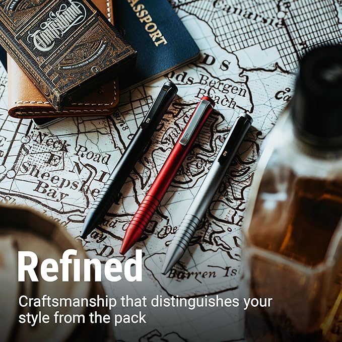 Everyman Grafton Mini Twist Refillable 0.7mm Ball Point Pen Black | Sleek Anodized Aluminum Pocket Pen with Grooved Grip | Smooth Writing EDC Ink Pen for Office, Travel, Work & Gifting