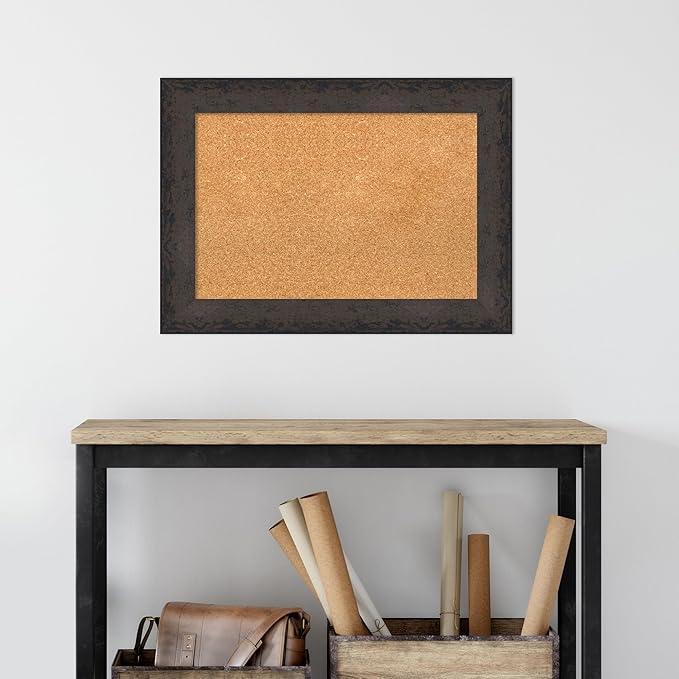 Amanti Art Natural Cork Board for Wall, 21x29 Vision Board with Black Wood Frame, Medium Corkboard Office Decor for Home Organization, Modern Corkboard Pinboard to Display Items for Home Organization