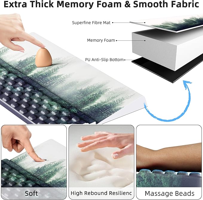 Ospelelf Keyboard Wrist Rest Pad, Comfy Ergonomic Keyboard Stand Holder, Office Desk Accessories, Work from Home Essentials, Green Forest Pattern