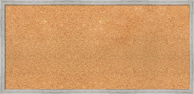 Amanti Art Natural Cork Board for Wall, 15x31 Vision Board with White Frame, Medium Corkboard Office Decor for Home Organization, Cottage Corkboard Pinboard to Display Items for Home Organization in