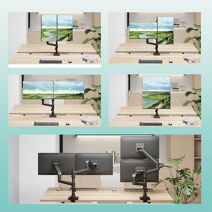 WALI Dual Monitor Arm for 17''-49'' Curved Screens, Ultrawide Monitor Mount for Desk, Heavy Duty Monitor Stand Holds up to 44lbs Each Arm, Max 100x100mm Mounting Holes (GSDM002XL), Black