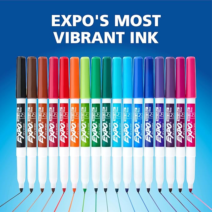 EXPO Low Odor Dry Erase Markers Fine Tip Black 4 Count