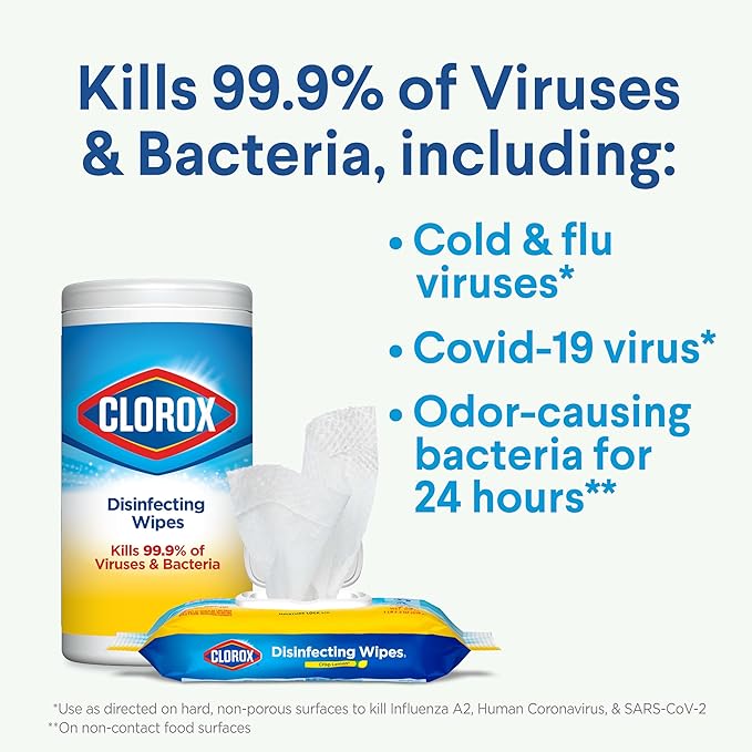 Clorox Disinfecting Wipes Value Pack, Bleach Free Cleaning Wipes, Dorm Room Essentials, 75 Count Each, Pack of 4