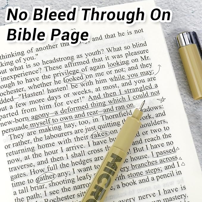 KERIFI 01 Fineliner Ink Pens, 0.25mm Black Micro Fine Point Drawing Pens Waterproof Archival Ink Multiliner Pens for Artist Illustration, Sketching, Technical Drawing, Zentangle, Scrapbooking (6 Pack)