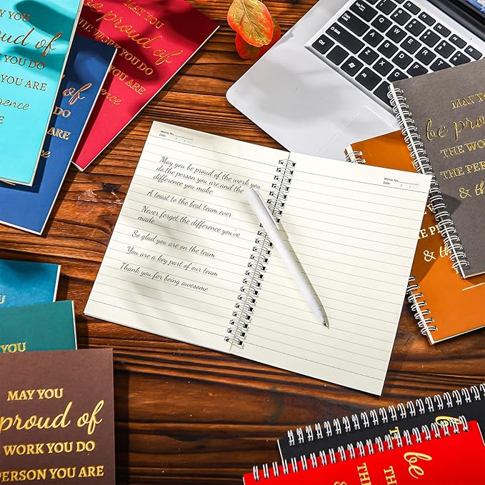 Colarr 60 Pcs A5 Inspirational Spiral Notebook Bulk Appreciation Gift 6x8 Inch Motivational Notepad 100 Page/50sheet Lined College Ruled Journal for Employee Coworker Teacher Nurse (Dark Colors)