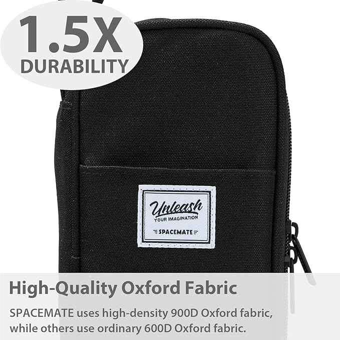 Pencil Case Pouch Box Bag School Supplies Girls Boys Kids, Cute Preppy Stuff Large Big Capacity Aesthetic Pen Organizer, Back to College Stationary, Black, Classic Stlye, 1800ml