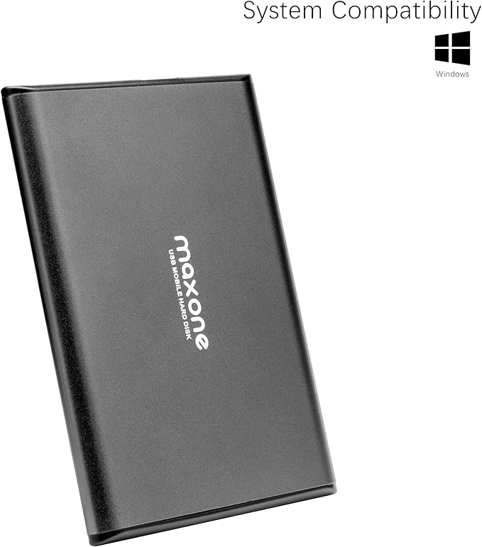 Maxone 750GB Ultra Slim Portable External Hard Drive HDD USB 3.0 Compatible with PC, Laptop, Charcoal Grey
