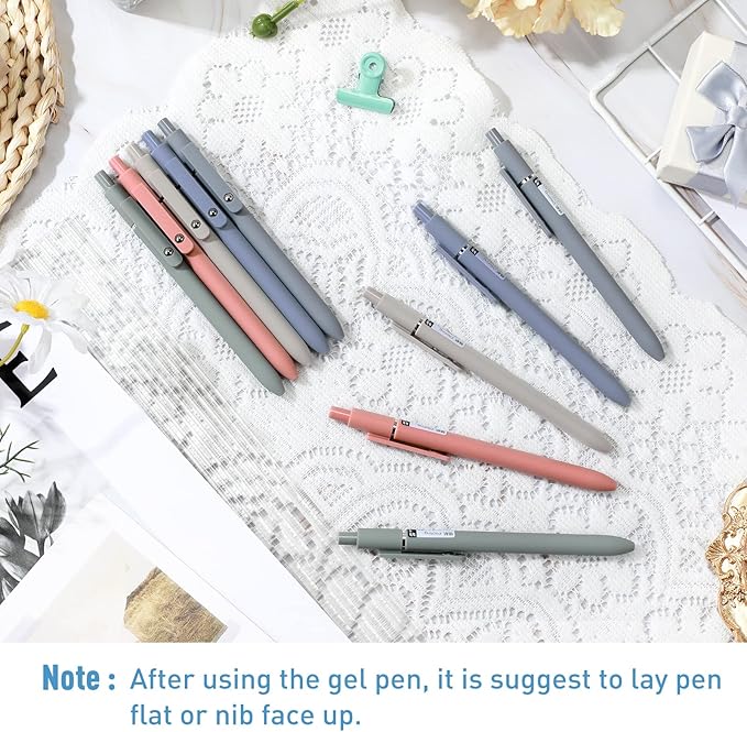 Thenshop Gel Ink Pen Retractable Ballpoint Pens with 0.5 mm Black Click Refill Smooth Writing Cute Quick Dry Fine Point Piloting Aesthetic(20 Pcs,Morandi Color)