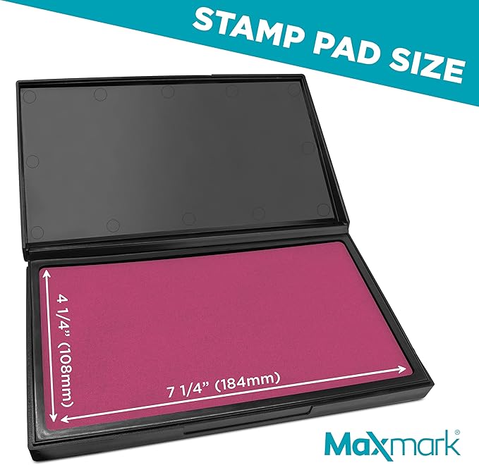 MaxMark Large Pink Stamp Pad - 4-1/4" by 7-1/4" - Premium Quality Felt Pad