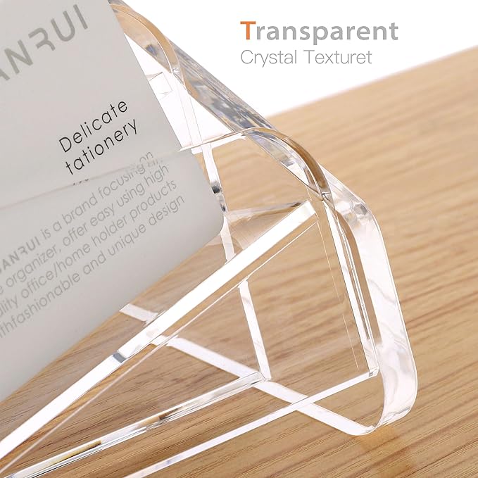 SANRUI Acrylic Business Card Holder for Desk, 4 Tier Clear Tilt Business Name Card Display Holders Stand Storage Organizer Fits720 Business Cards (Horizontal, 12-Slot)