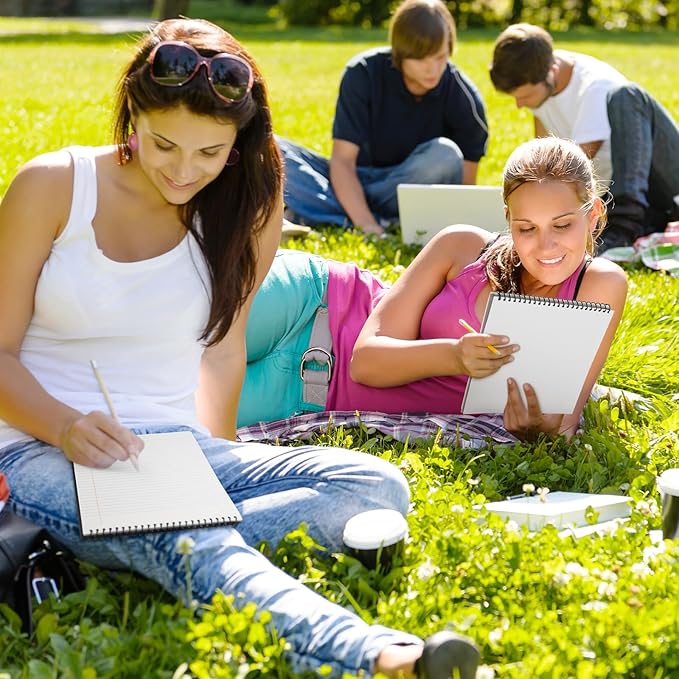 6 Pcs Legal Pad Top Spiral Bound Notebook 70 Sheets Wirebound Notepad Double Sided Ruled Memo Steno Book with Stiff Back Cover for Business(8.5 x 11 Inches,No Holes,White)