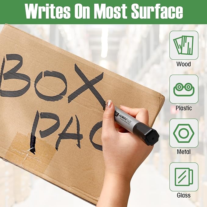 Cholemy 40 Pcs Jumbo Permanent Markers Bulk Large Chisel Tip Permanent Markers Quick Drying Pens for Office Teacher Supplies(Multicolor)