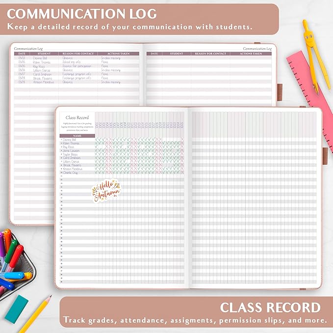 Legend Teacher Planner – Undated Lesson Plan Book for Teachers with Weekly & Monthly Calendars - Classroom Organization & School Year Planner – 8.5”x11.5” Hardcover (Rose Gold Debossed)