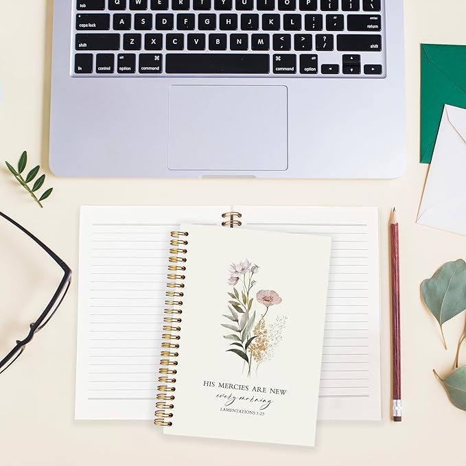 BearCake Bible Christian Journals Floral Notebooks for Women Note Taking,Prayer Journal for Women, His Mercies are New Every Morning,Bible Study Journal for Women 5.5x8.3