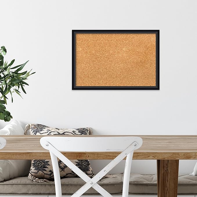 Amanti Art Natural Cork Board for Wall, 13x19 Vision Board with Black Wood Frame, Small Corkboard Office Decor for Home Organization, Modern Corkboard Pinboard to Display Items for Home Organization