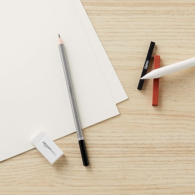 Amazon Basics Sketch and Drawing Pencil Set, 816 Count (17 Packs of 48), Charcoal, Black, White