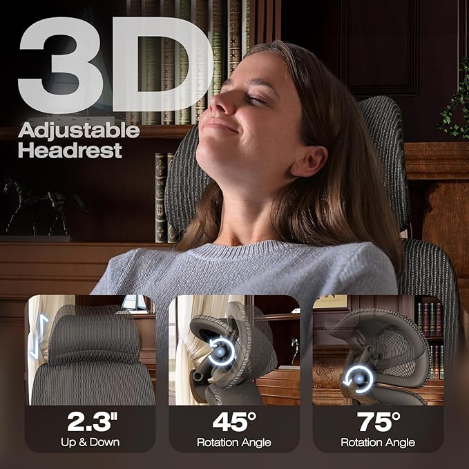 ELABEST X100 Ergonomic Office Chair with Footrest, Big and Tall Home Desk Chair with 5D Flip-Up Arms, Adjustable 5D Lumbar Support,High Back Rolling Computer Chair, Swivel Mesh Chairs (Library Oak)