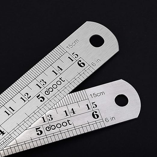 Stainless 2 Pack Steel Ruler 6 Inch Metal Rule Kit with Conversion TableC