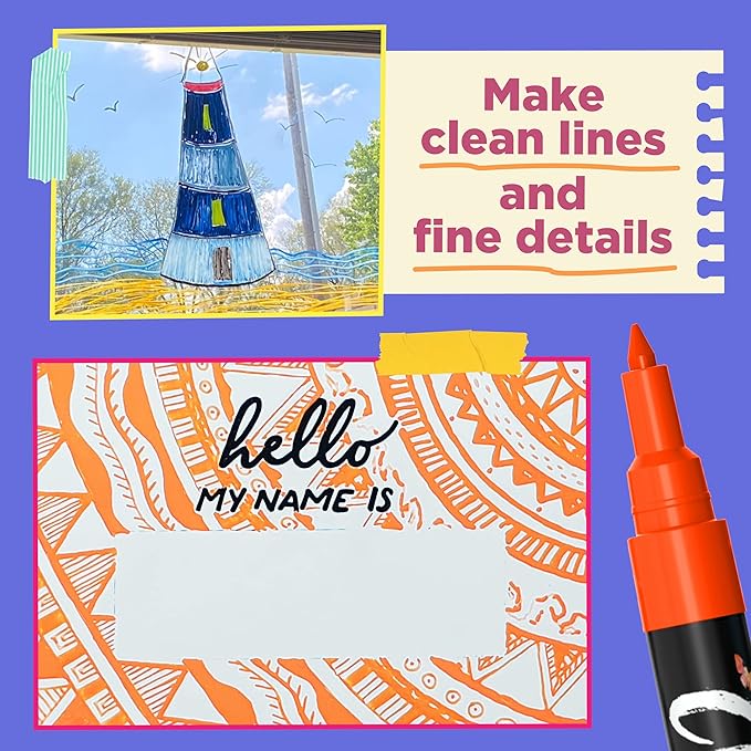 Extra Fine Tip Chalk Markers - (1mm Tip, Pack of 40) Neon, Pastel & Metallic | Erasable Liquid Chalk Pens for Chalkboard, Blackboard, Window, Labels, Bistro, Glass - Wet Erase Markers Fine Point